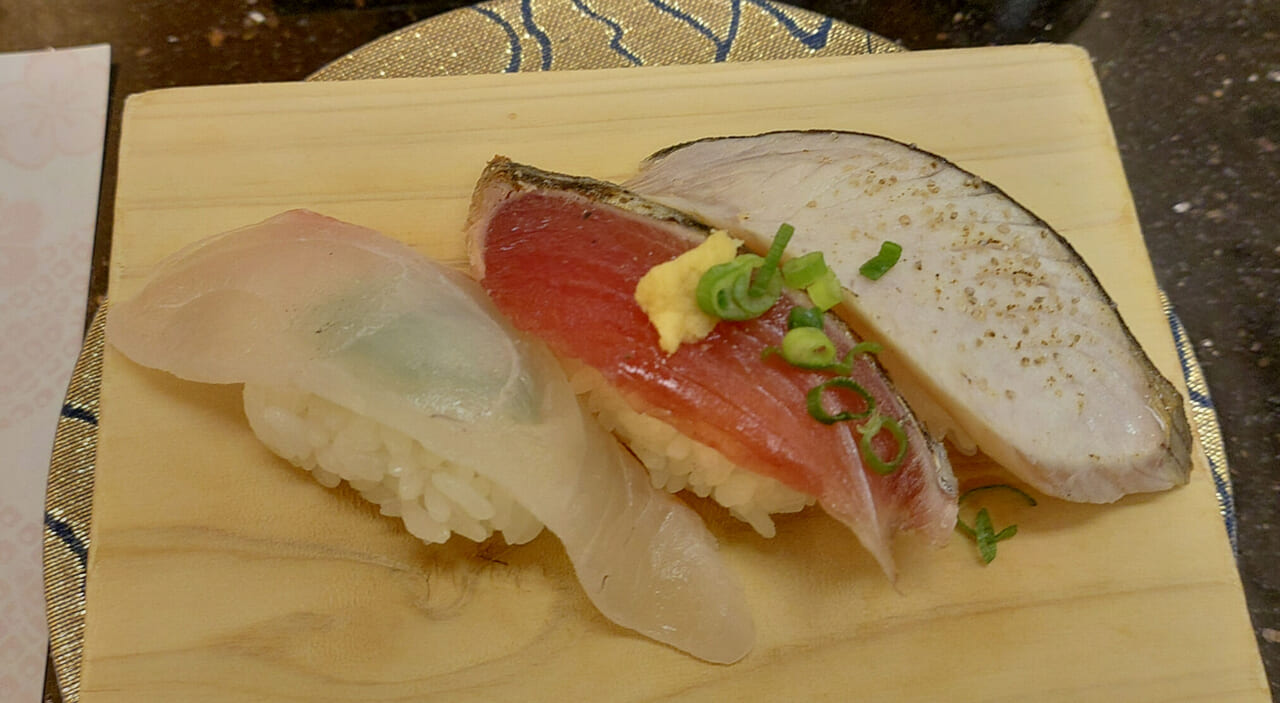 水天の青身三昧握り寿司3種