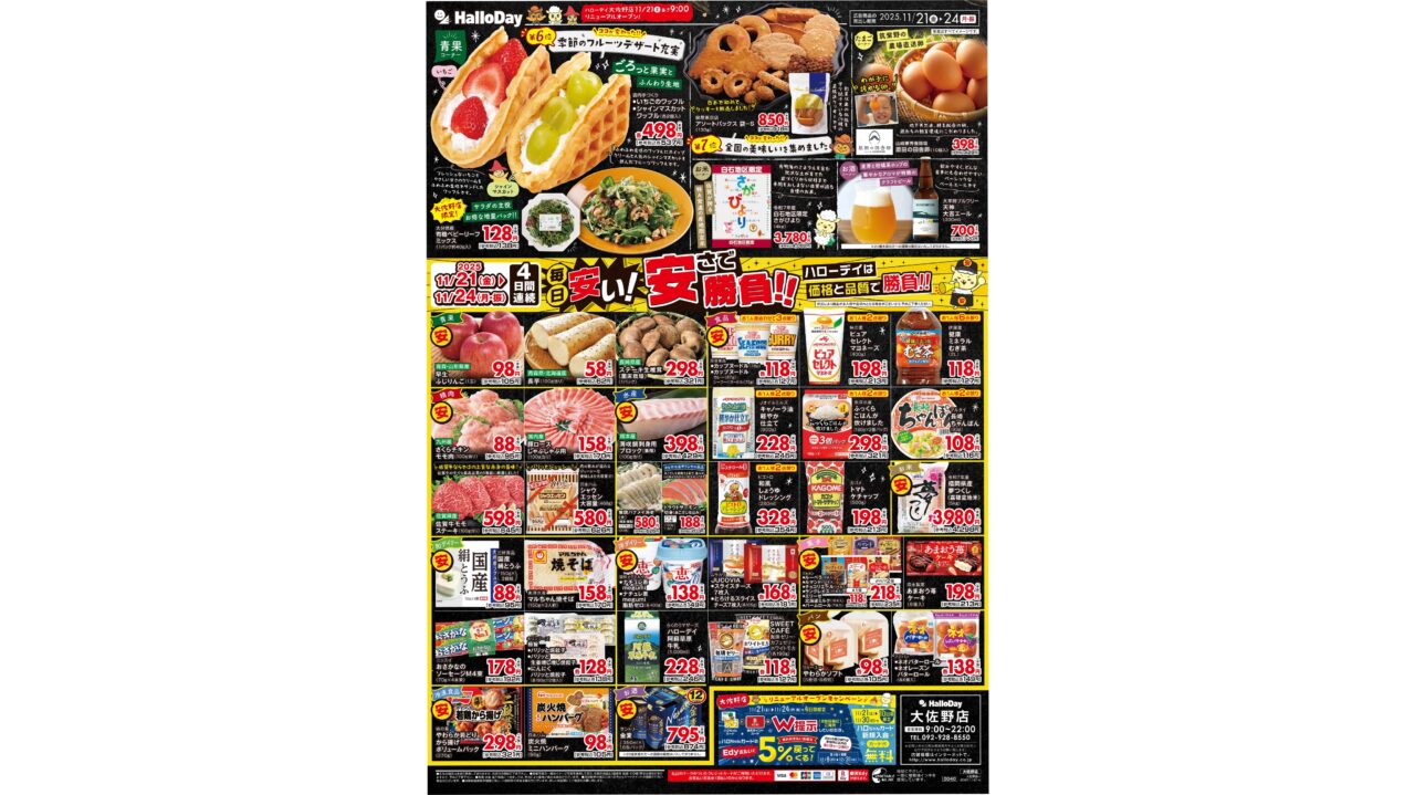 ハローデイ大佐野店リニューアルオープンのチラシ