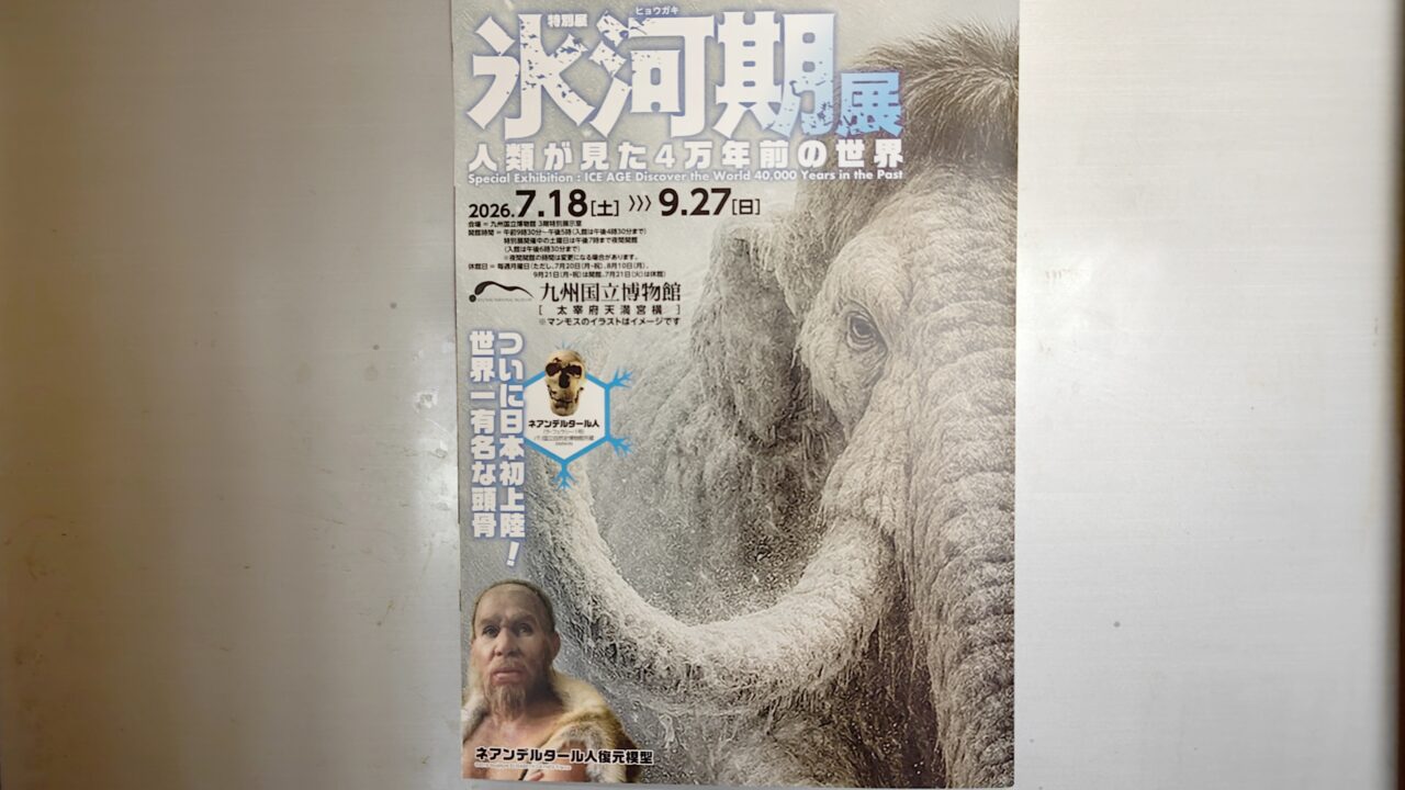 氷河期展の二つ折りパンフレット