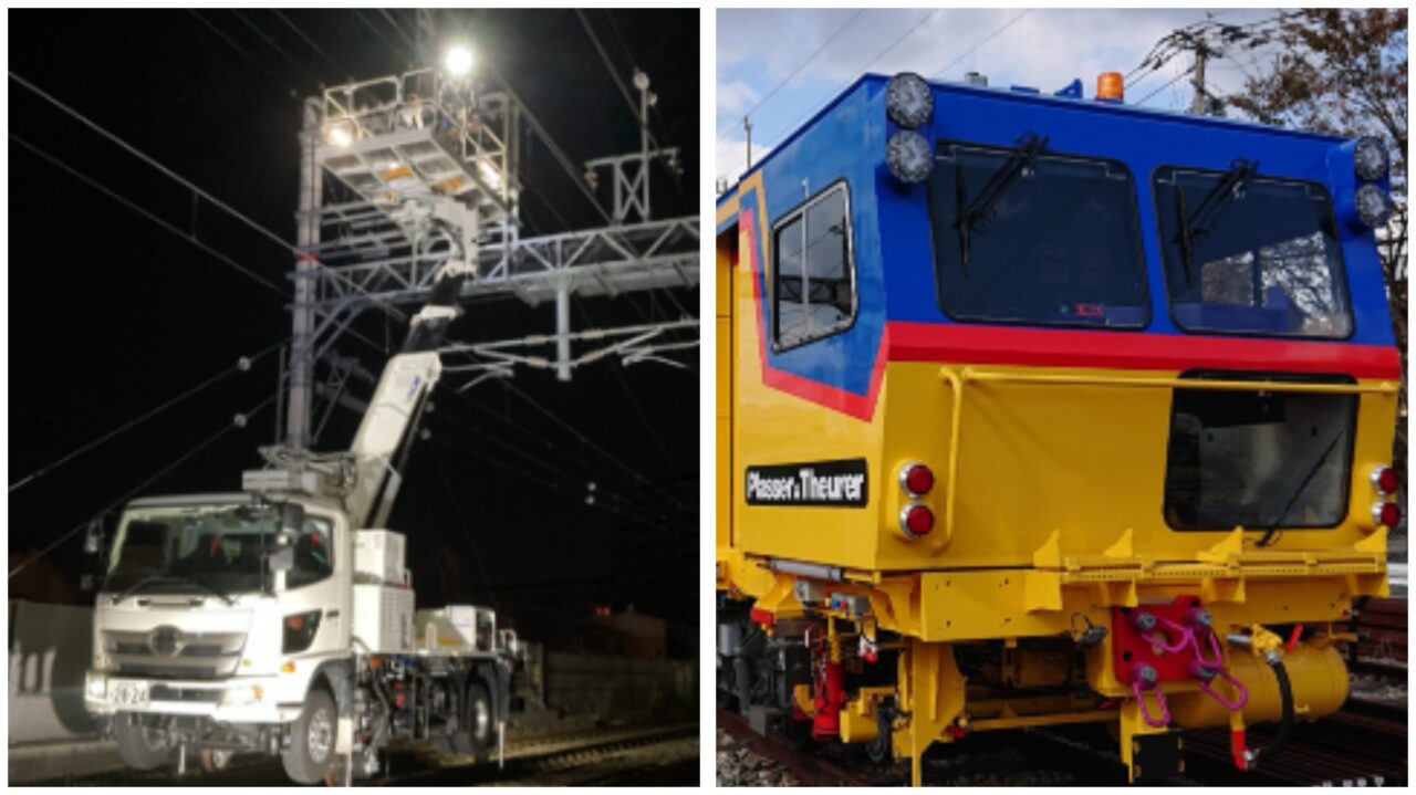 マルチプルタイタンパーと軌陸高所作業車